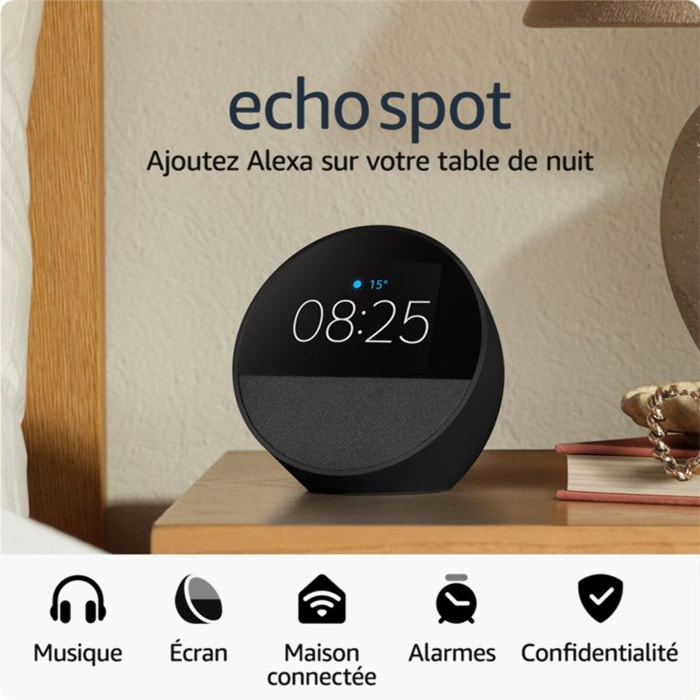 Assistant vocal AMAZON Echo Spot 2024 Noir