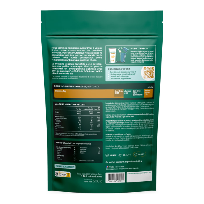 Nutri&Co Protéine Vegétale & Bio - 4 Sources : Pois, Riz, Chia et Courge - 500g goût Neutre