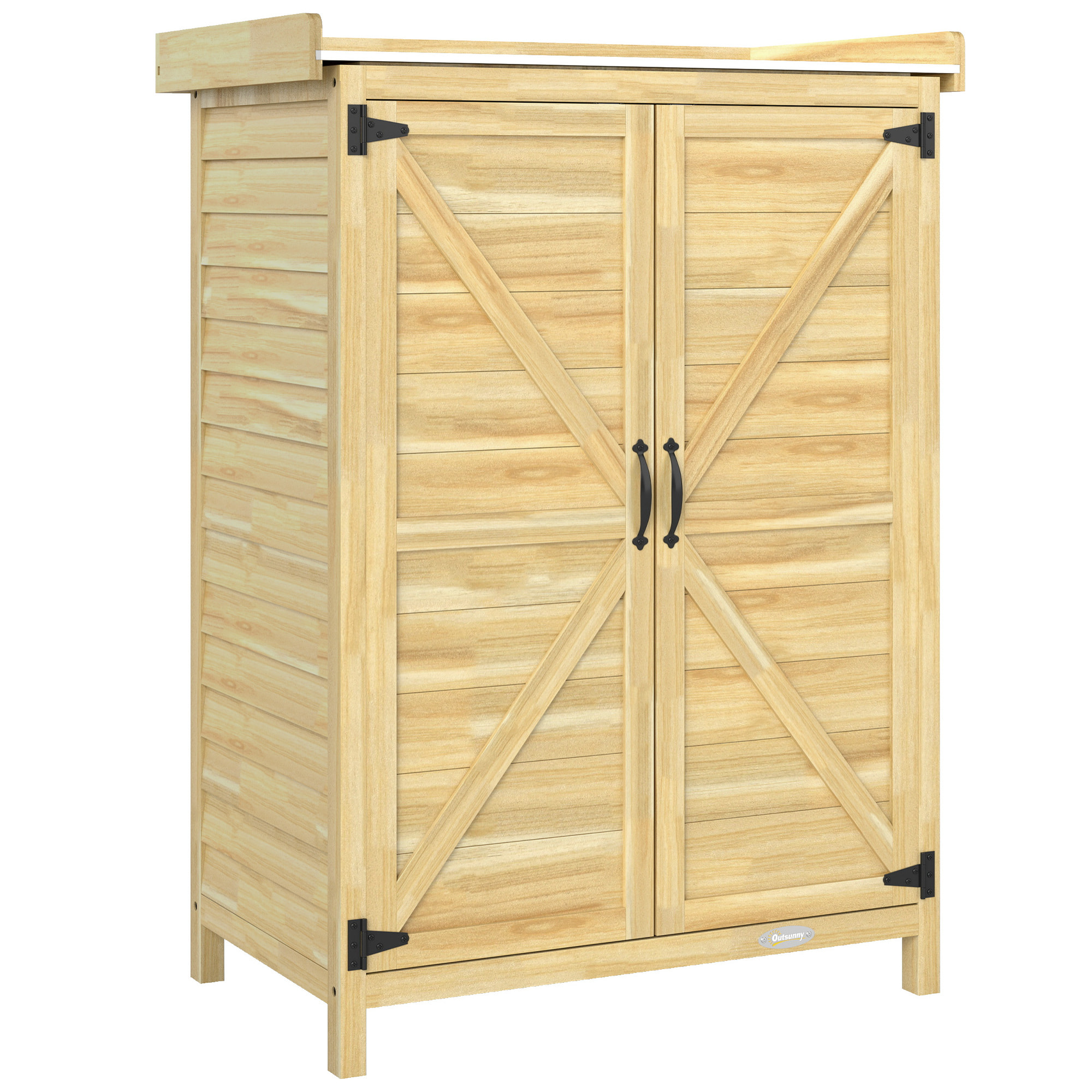 Armoire de jardin bois 2 portes étagère espace rempotage acier galvanisé
