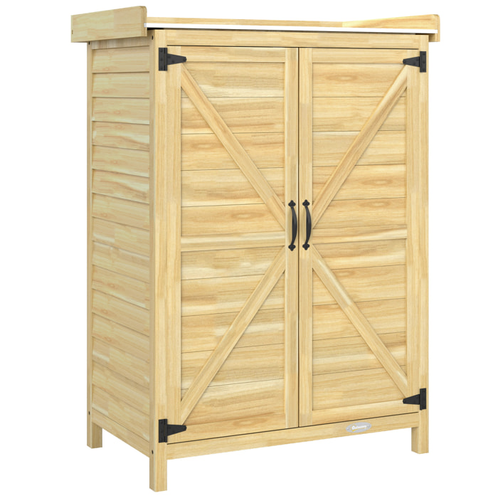 Armoire de jardin bois 2 portes étagère espace rempotage acier galvanisé