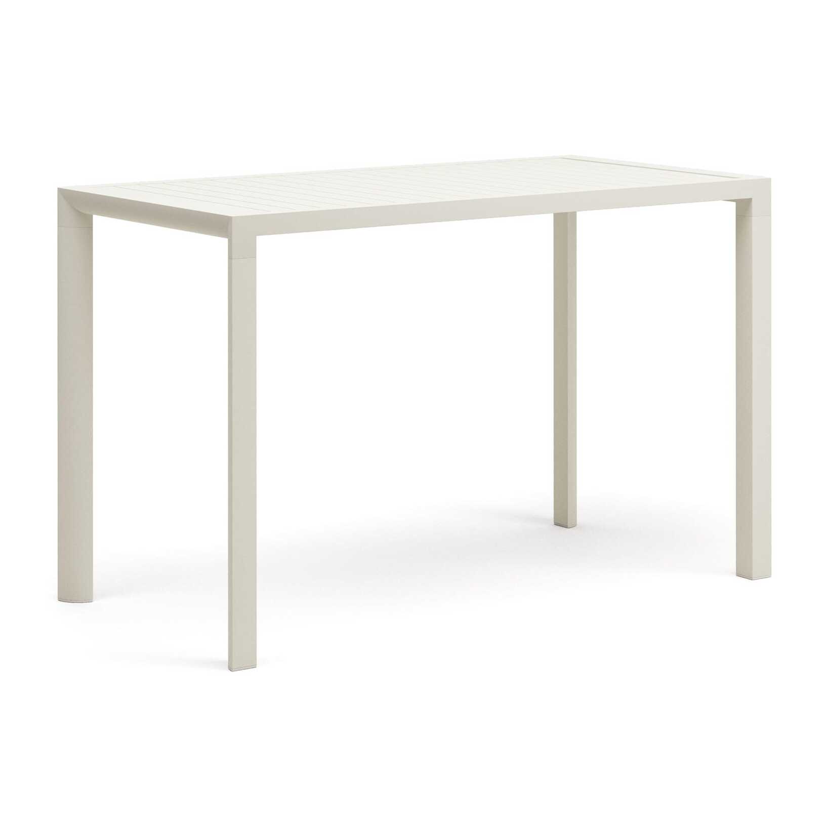 Kave Home - Tavolo da esterno alto Culip in alluminio finitura bianca 150 x 77 cm