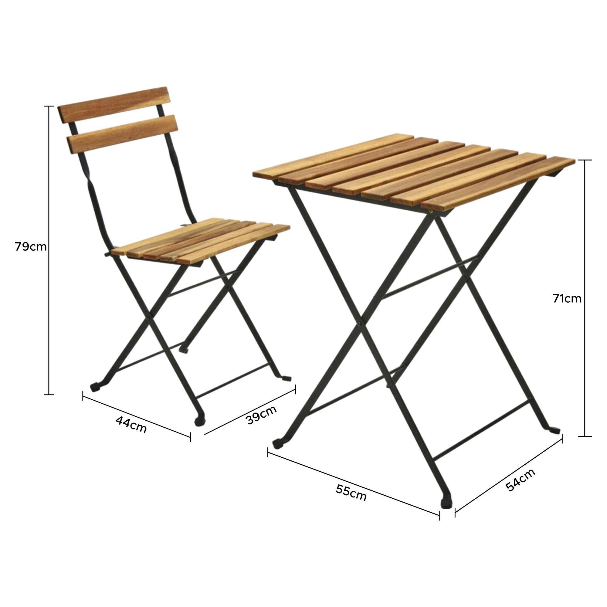 Well home - juego 'bistro' de mesa + 2 sillas en madera y marco de acero negro