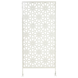 Panneau décoratif extérieur métal - brise vue motif étoiles - visserie incluse - dim. 92L x 45l x 198H cm - acier thermolaqué blanc