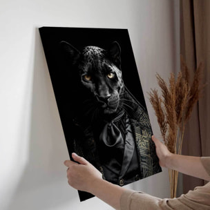 Tableau animaux habillés Panthère noire wild suits Toile imprimée