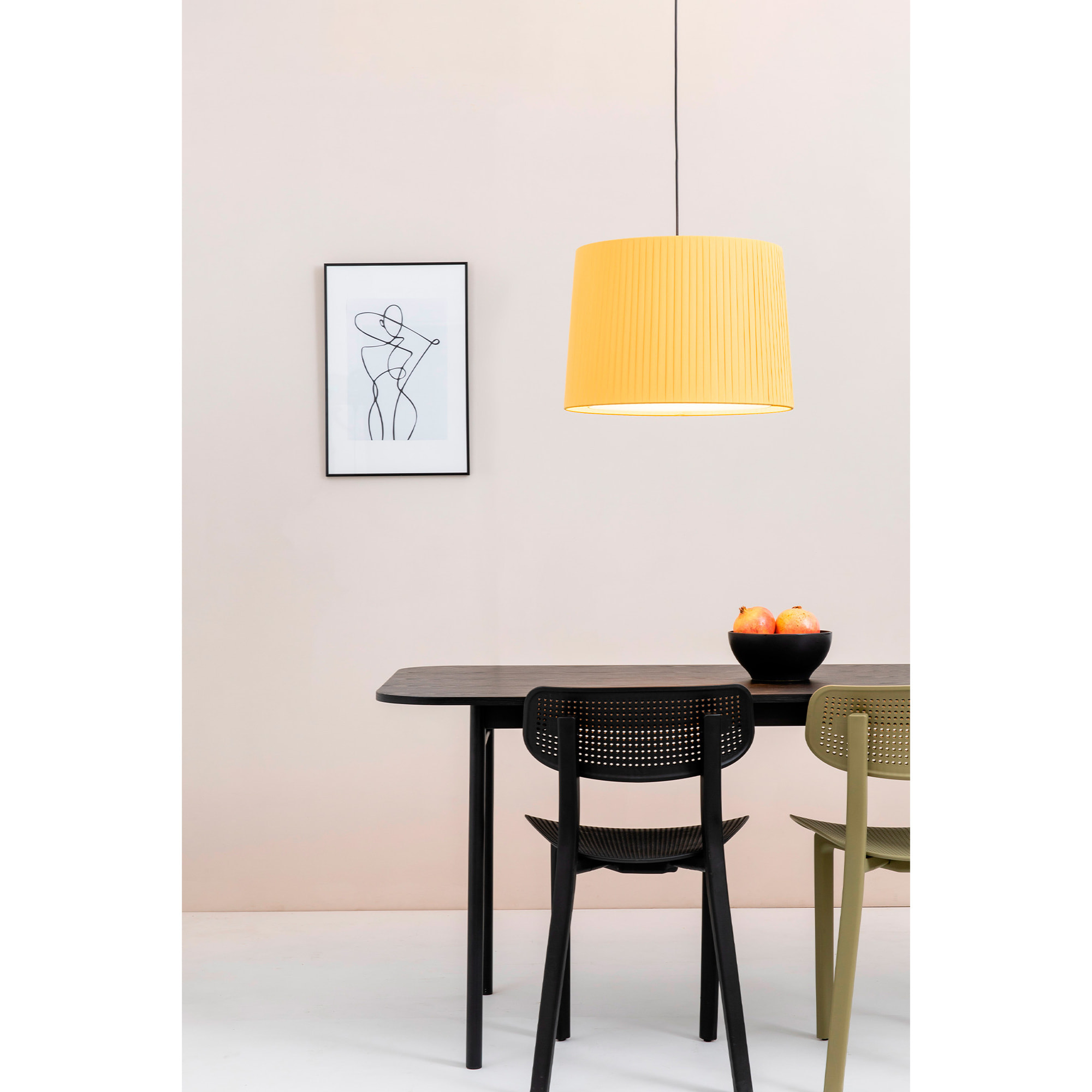 SAMBA Lampe suspension simple noir/enrubanné jaune