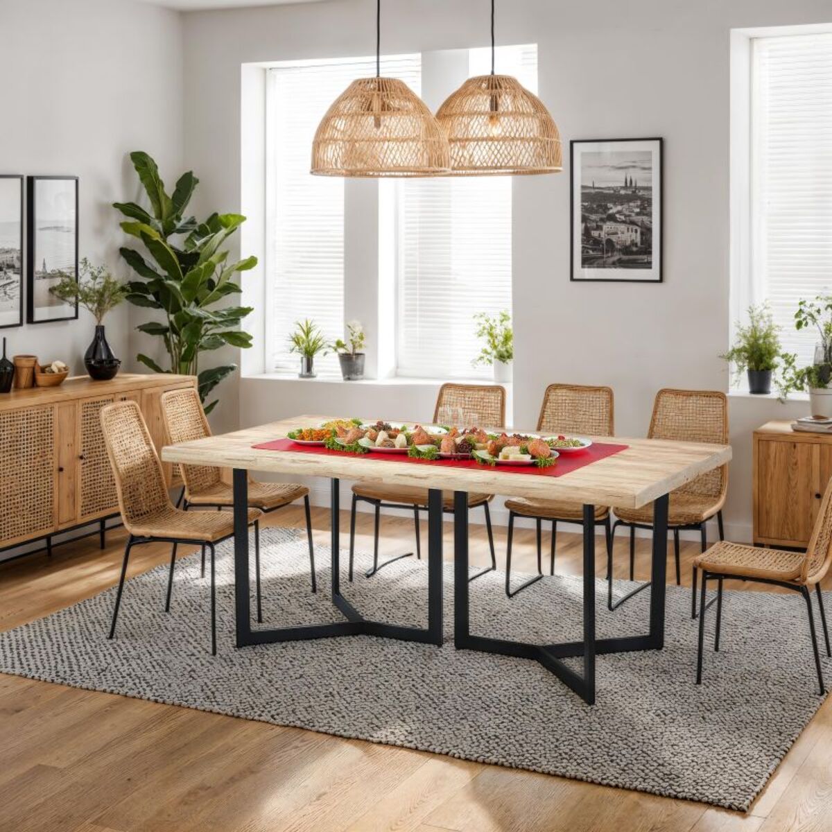 Mesa de comedor Jokul 180 Negro - Roble