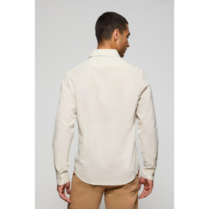 Camisa beige regular de lino y algodón con bordado Rigby Go