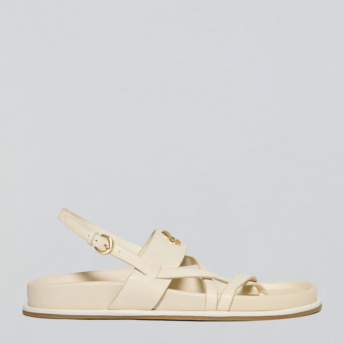 Sandalia beige de tiras Allegra tipo bio con detalle metálico