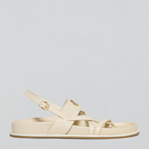 Sandalia beige de tiras Allegra tipo bio con detalle metálico