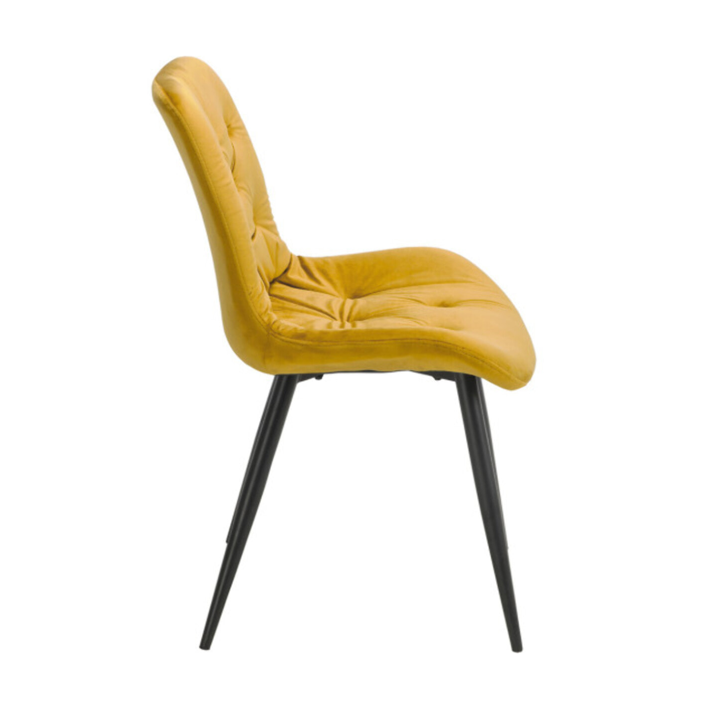 Chaise design en velours capitonné pieds métal noir - ANNA