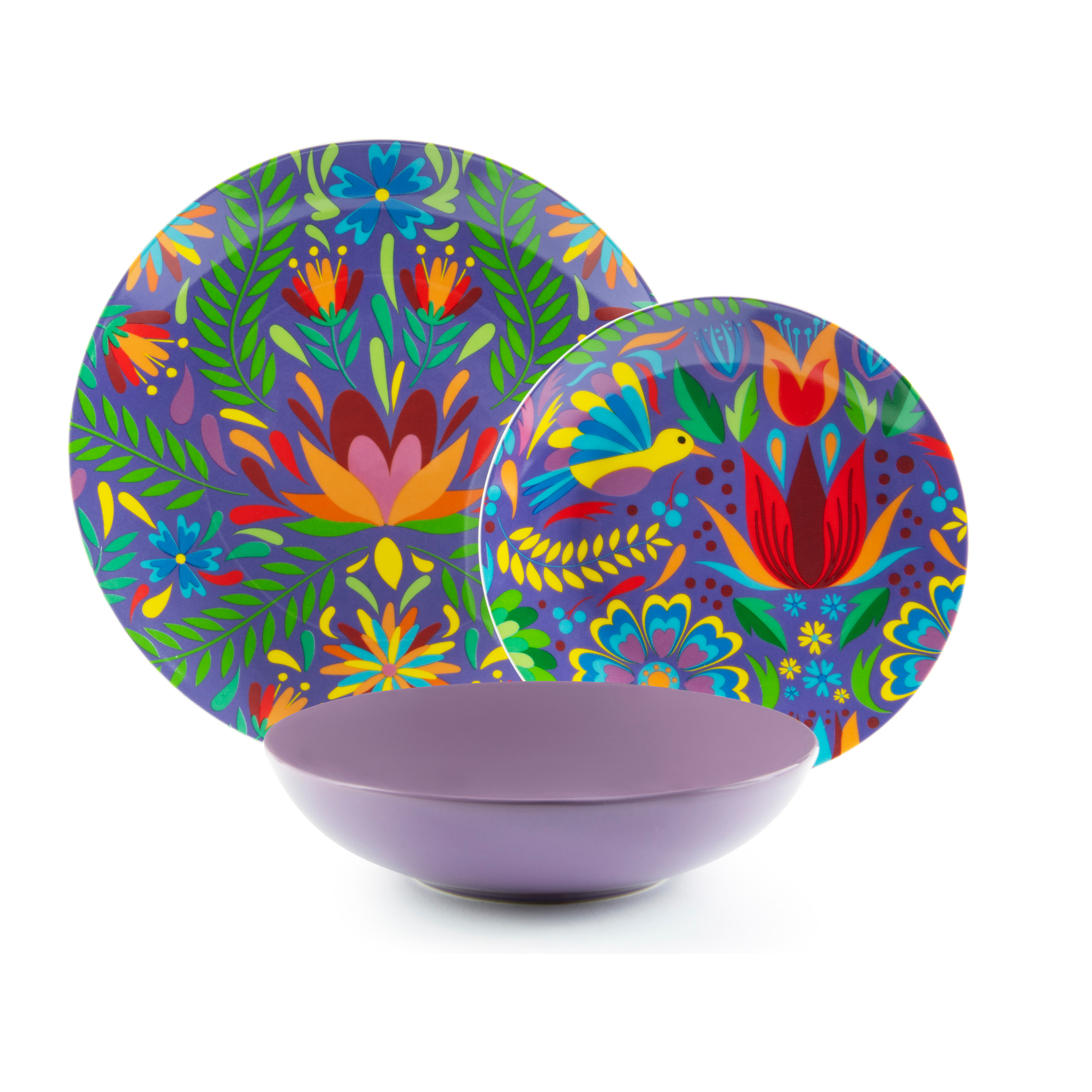 Service de table 18 pièces Excelsa – Mexican Flowers, Porcelaine Multicolore