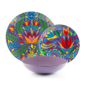 Service de table 18 pièces Excelsa – Mexican Flowers, Porcelaine Multicolore