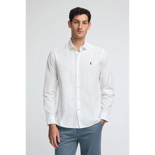 Camicia bianca in popeline slim fit con logo Rigby Go