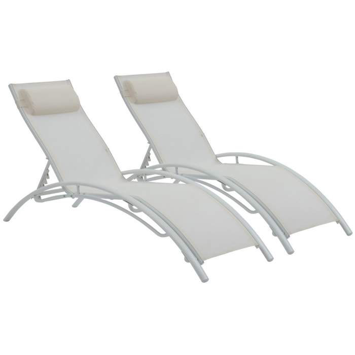 Bain de soleil en aluminium "Beauty" - Phoenix - Ecru - Lot de 2