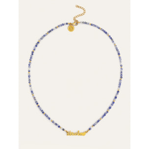 Collar Abuela Heart Cianita Acero Baño Oro