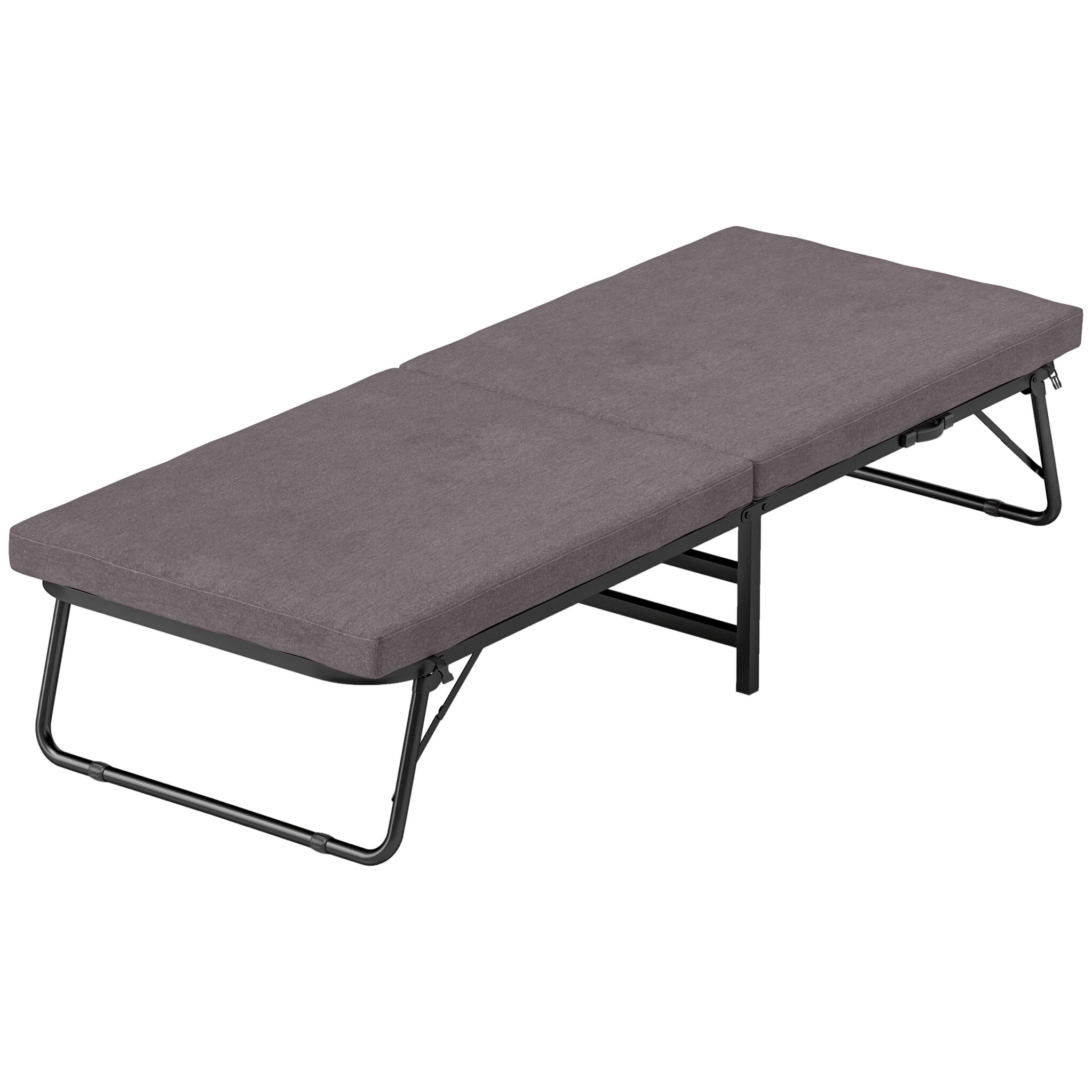 Cama Plegable 70x180 cm con Colchón de Espuma Mueble Cama Plegable con Respaldo Ajustable en 5 Posiciones y Ruedas Cama de Invitados Carga 120 kg