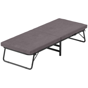 Cama Plegable 70x180 cm con Colchón de Espuma Mueble Cama Plegable con Respaldo Ajustable en 5 Posiciones y Ruedas Cama de Invitados Carga 120 kg