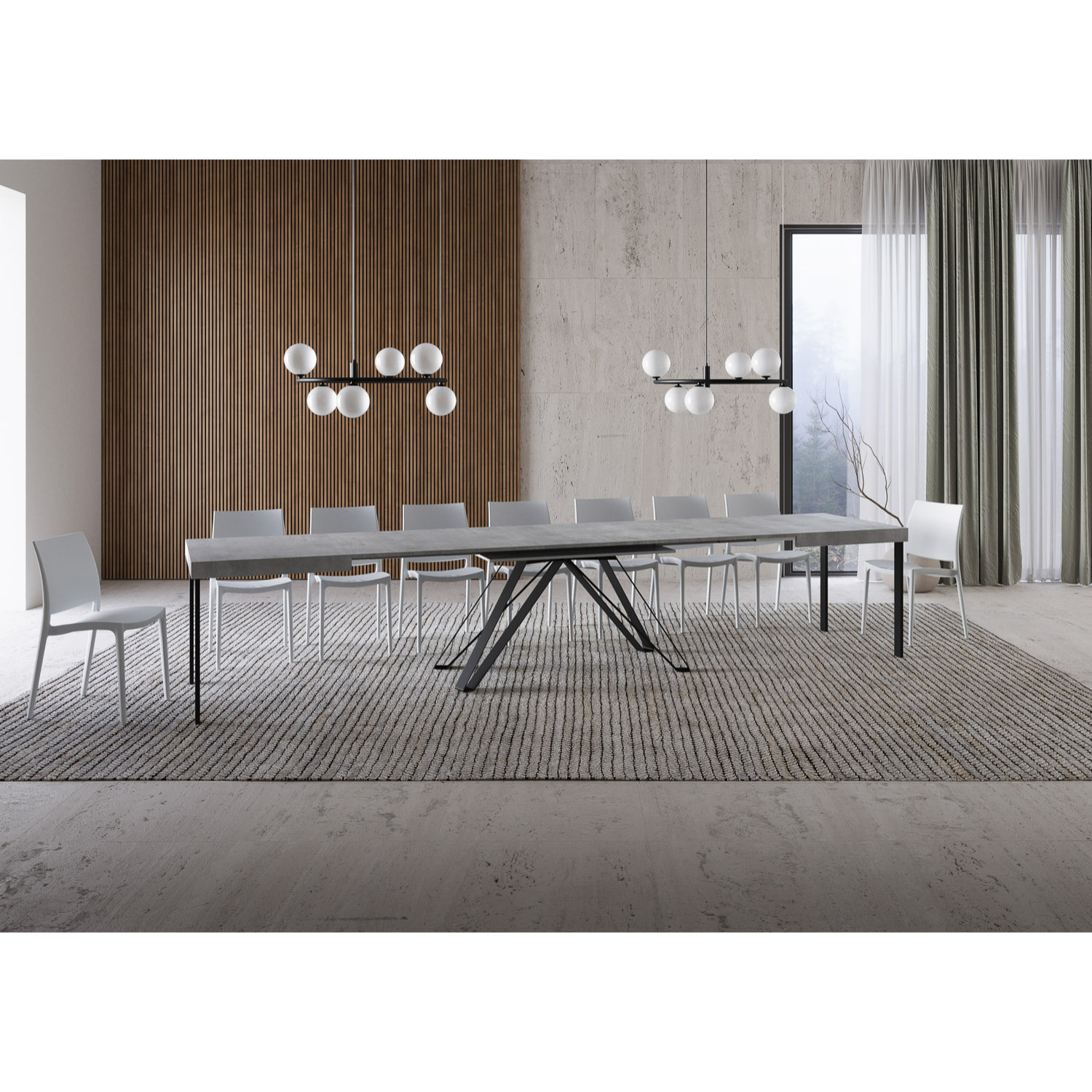 Mesa extensible 90x160/420 cm Terium cemento patas antracita