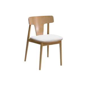 Chaises scandinaves en bois clair chêne massif et tissu effet laine bouclée blanc cassé (lot de 2) LOUISA