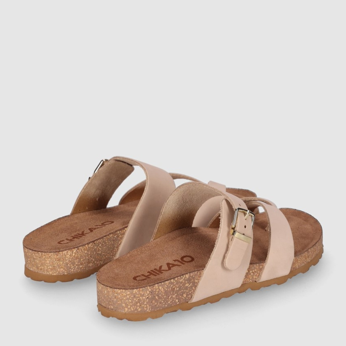 Sandalias de Piel - Arena - Tacón: Bajo