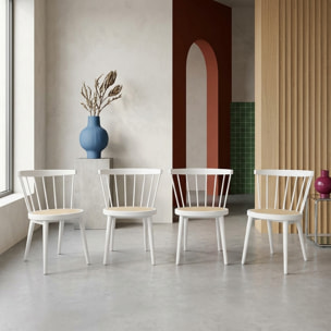 Chaise bohème bois d'hévéa et cannage (lot de 4) NORA