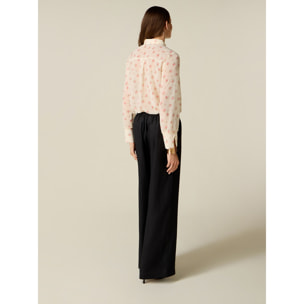 Oltre - Pantaloni palazzo in lino - Nero