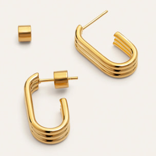 Pendientes Triple Urban Acero Baño Oro