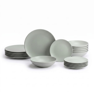 Servizio piatti 18 pezzi in ceramica - SALVIA
