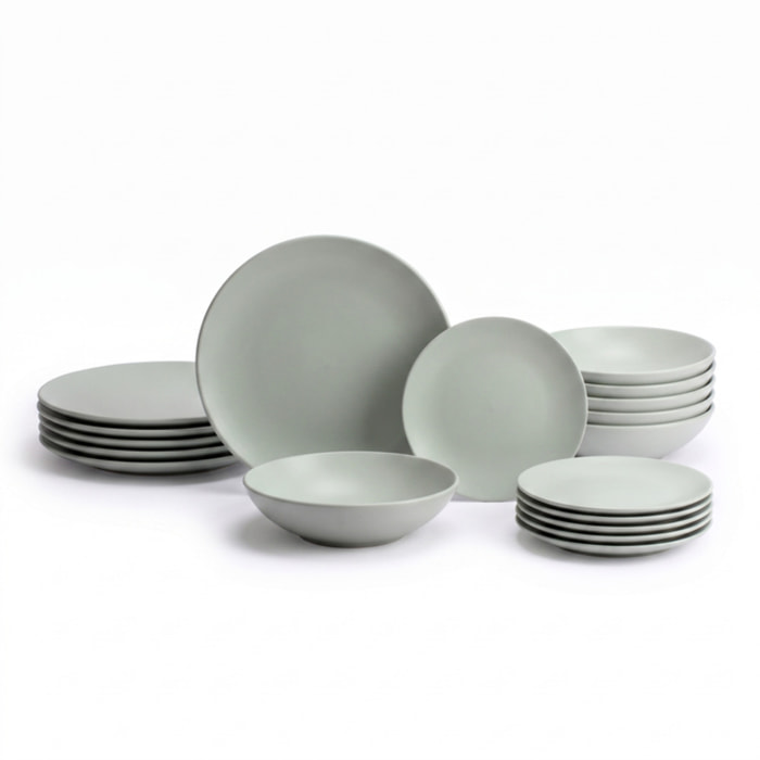Servizio piatti 18 pezzi in ceramica - SALVIA