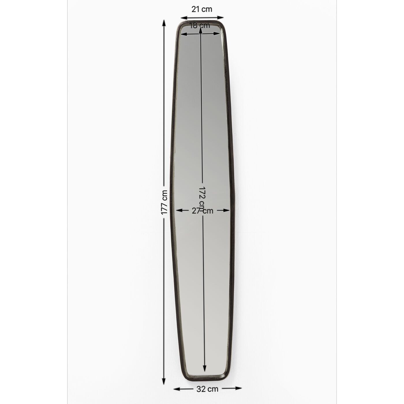 Miroir Clip 177x32cm noir Kare Design