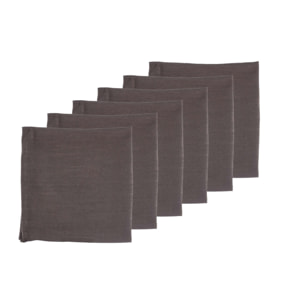 Serviette de table - 6 pièces - Lin et coton chocolat