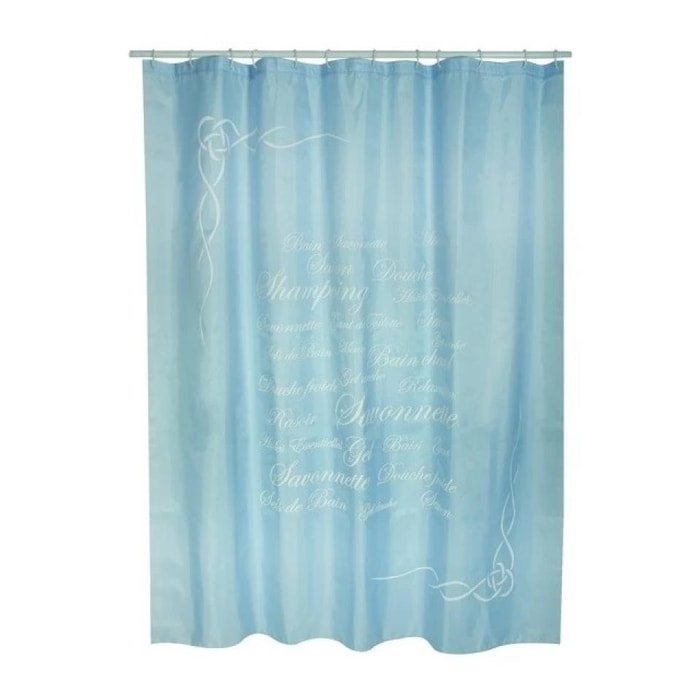 Rideau de douche Polyester GRASSE 180x200cm QUALITà PRMIUM Bleu - Anneaux inclus MSV