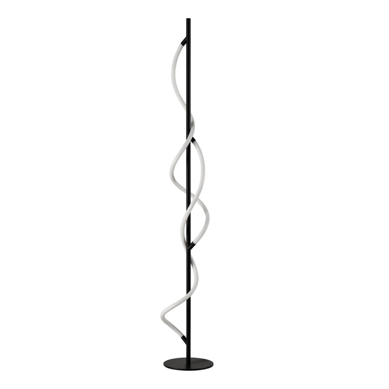 Lampadaire LED Tomasucci ROPE, métal noir mat et acrylique blanc, 150 cm, 30W, lumière blanc neutre