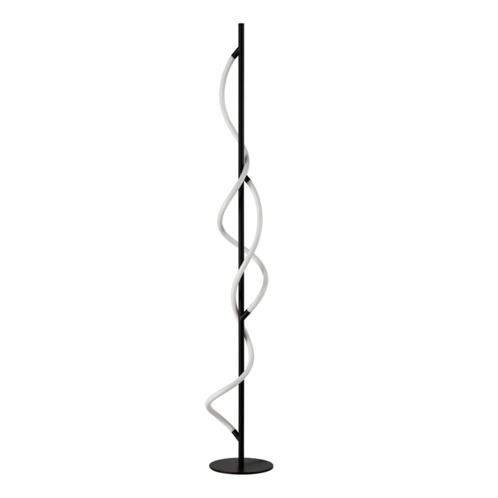 Lampadaire LED Tomasucci ROPE, métal noir mat et acrylique blanc, 150 cm, 30W, lumière blanc neutre