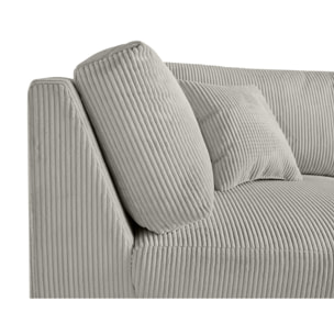 Garance - module d'assise d'angle réversible - en velours côtelé - Gris clair