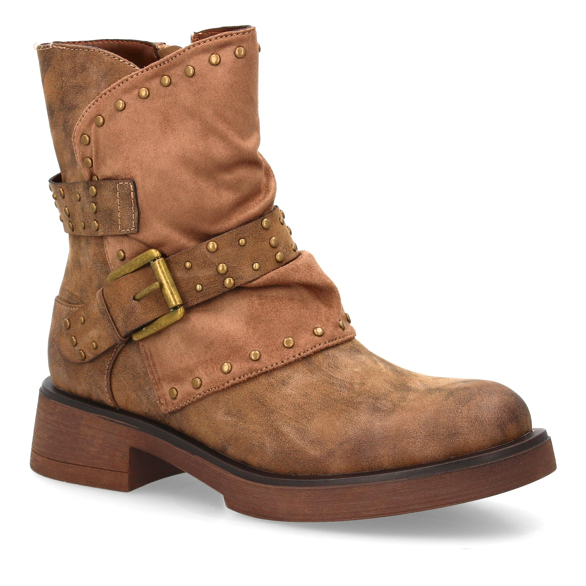 Bota biker con tachuelas y hebilla