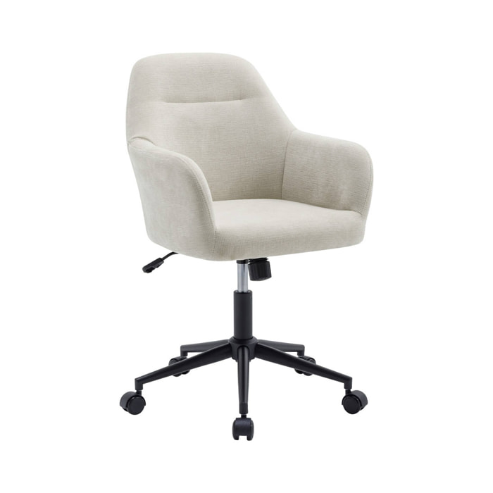 Chaise de bureau à roulettes ajustable métal et tissu beige - L 57 x P 57 x H 85/94.5cm - Stan