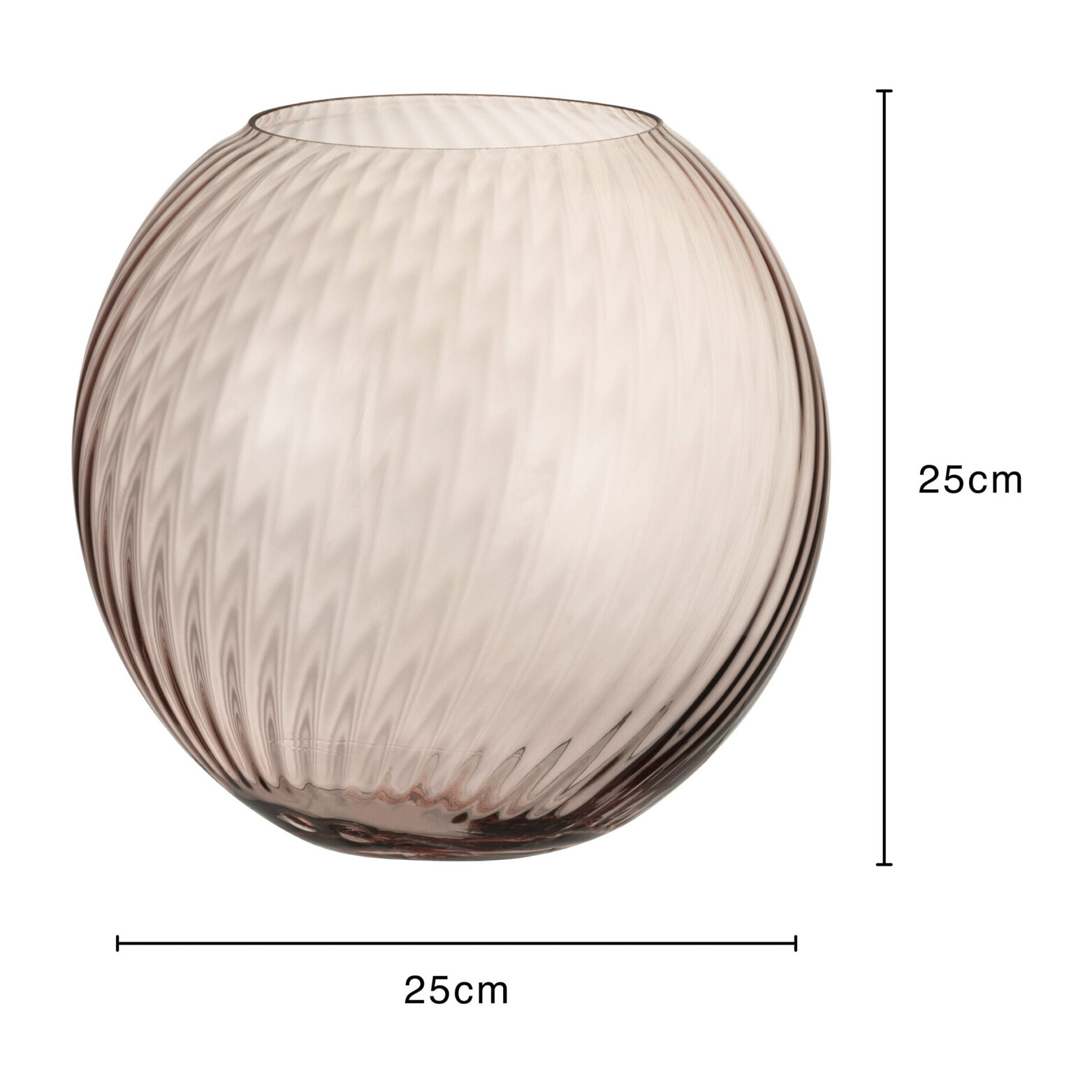 J-Line vase Rond Côtelé - verre - rose - grand - 25 cm de hauteur