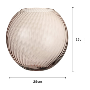J-Line vase Rond Côtelé - verre - rose - grand - 25 cm de hauteur