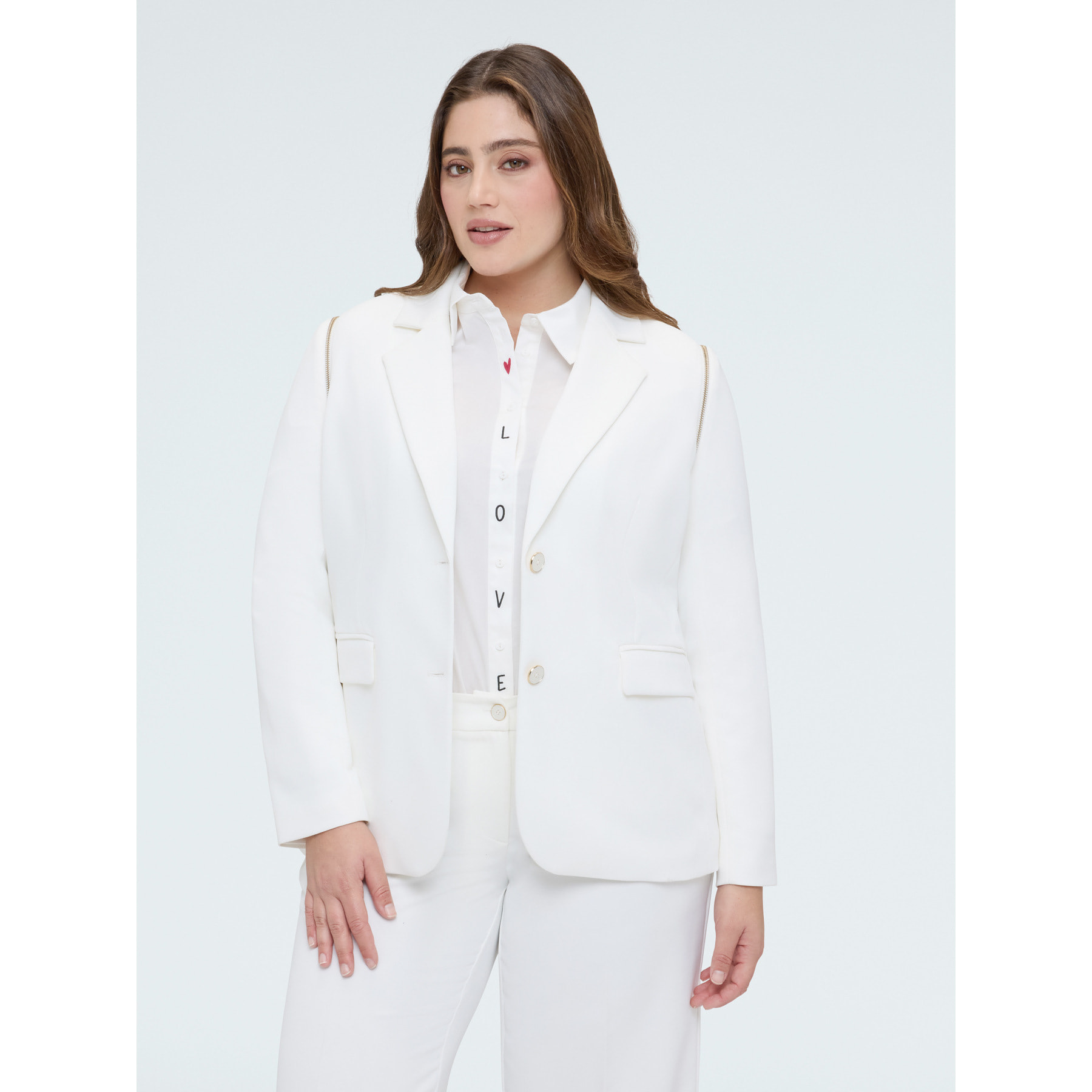 Fiorella Rubino - Blazer 2 en 1 con mangas desmontables - Blanco
