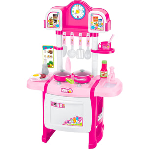 Cucina Giocattolo Per Bambini Con Luci E Suoni Realistici 18 Accessori Rubinetto Con Riciclo Dell'Acqua Set Cucina Educativo 3–8 Anni Rosa E Bianco