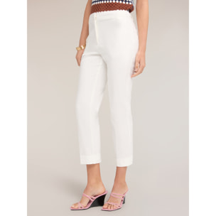 Motivi - Pantalones cropped de mezcla de algodón - Blanco