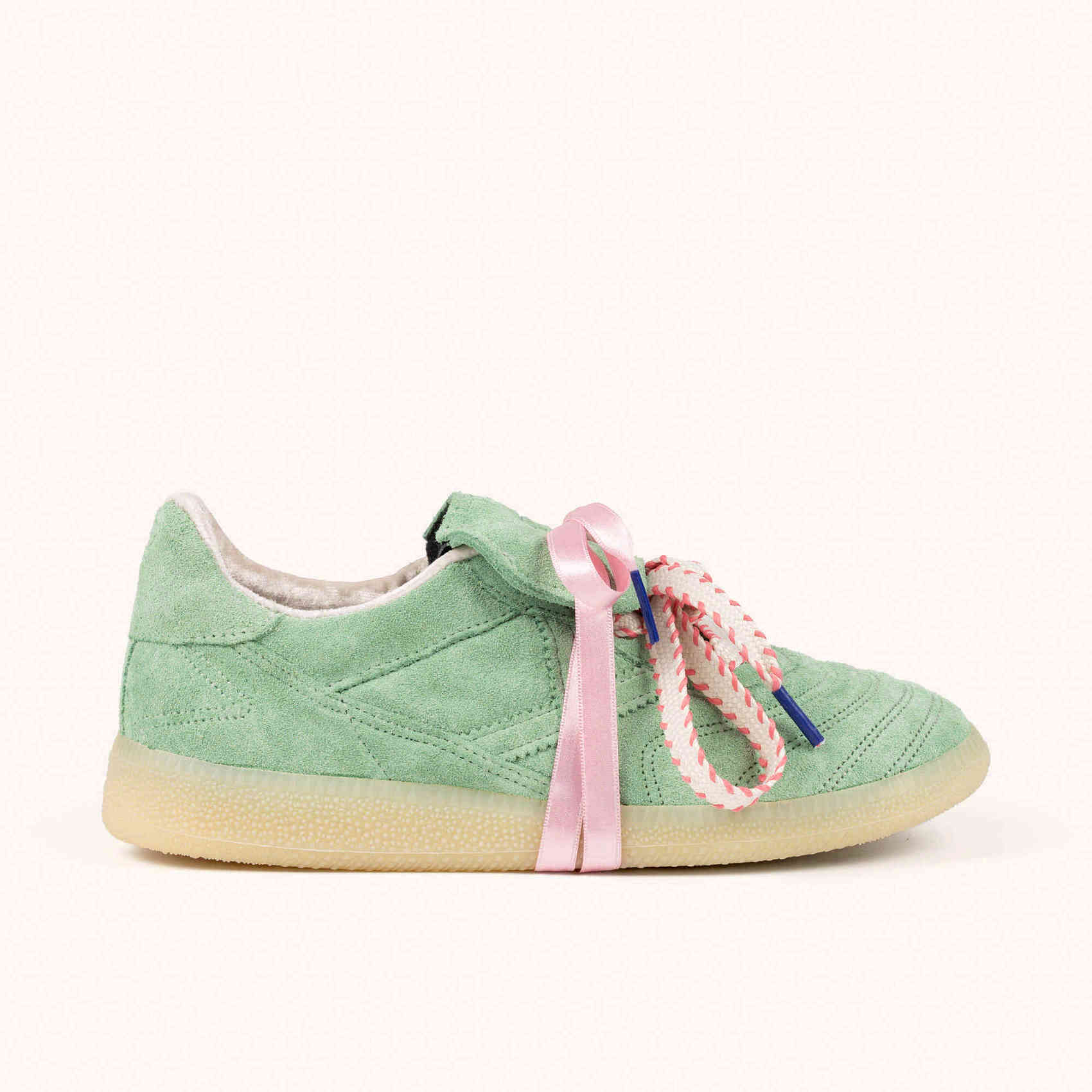 Zapatilla Retro-Futuro en Ante Verde con Doble Cordonera MUNICH MUNDIAL STRADA SUEDE 04