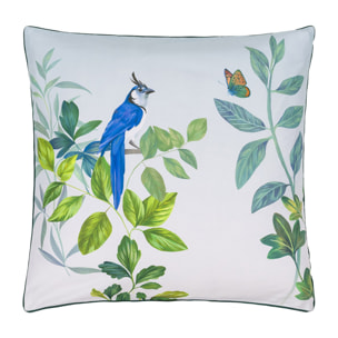 Taie d'oreiller imprimée en satin de coton, VOLIERE SKY, Multicolore