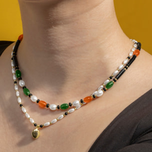 Collar con Onix acabado oro 18k