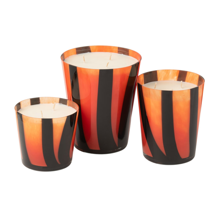 J-Line bougie parfumée Noa Lignes - Wild Protea & Rhubarb - verre - orange - large - 95H