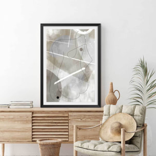 Affiche abstrait et soft line n°1 Affiche + cadre en bois - Noir