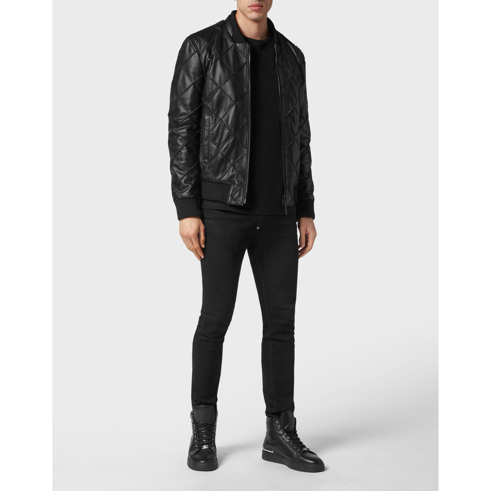 PHILIPP PLEIN Bomber de cuero STATEMENT