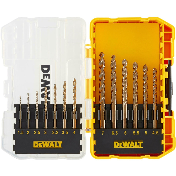 Petit coffret Toughcase contenant jeu de forets métalliques HSS-G (1.5mm-7mm) - 13 pièces - DEWALT - DT70710-QZ