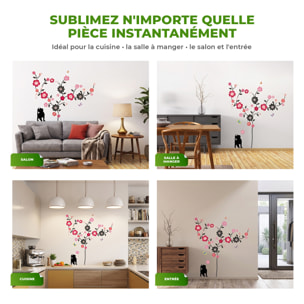 Stickers Muraux décoration adhésifs arbre en fleur, chat et papillons